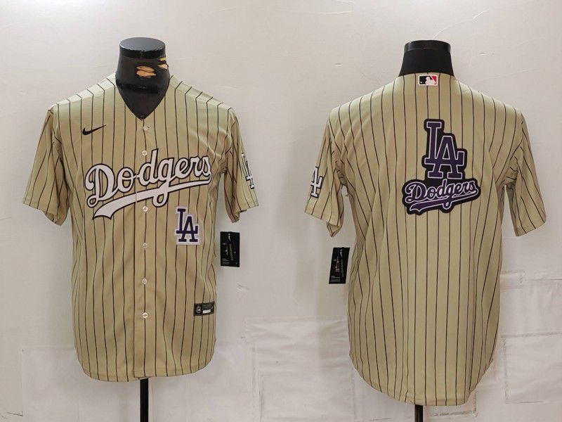 Men Los Angeles Dodgers Blank Cream Stripe Game 2024 Nike MLB Jersey style 8